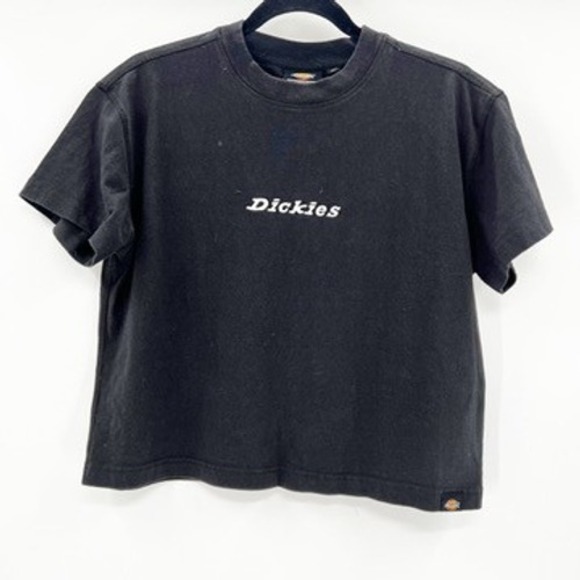 Dickies Tops - Dickies Womens Black Short Sleeve Embroidered Logo Boxy T-Shirt Size Medium